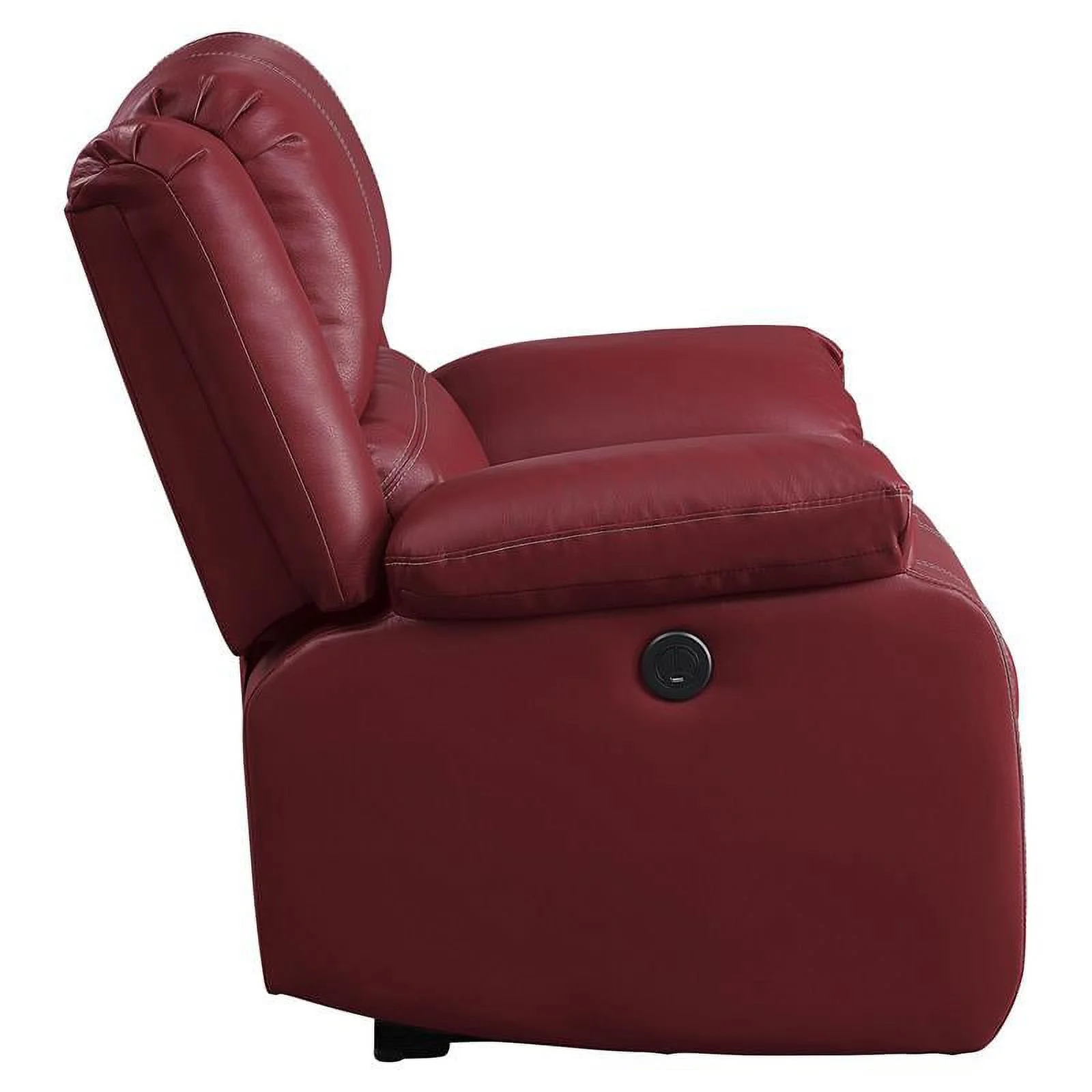 Bowery Hill Power Recliner with Pillow Top Armrest in Red Faux Leather