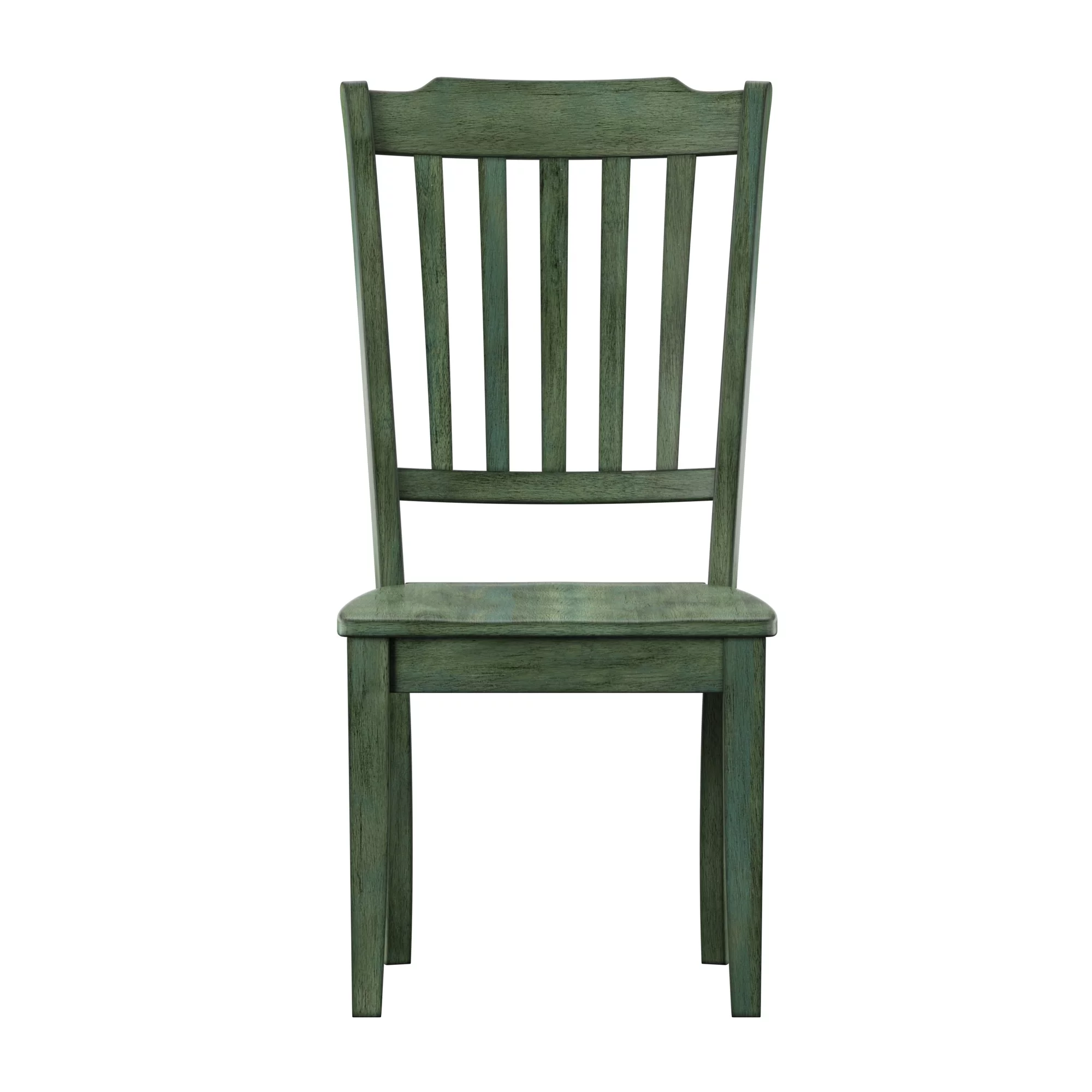 Weston Home Farmhouse Slat Back Wood Dining Chairs, Set of 2, Antique Sage Green