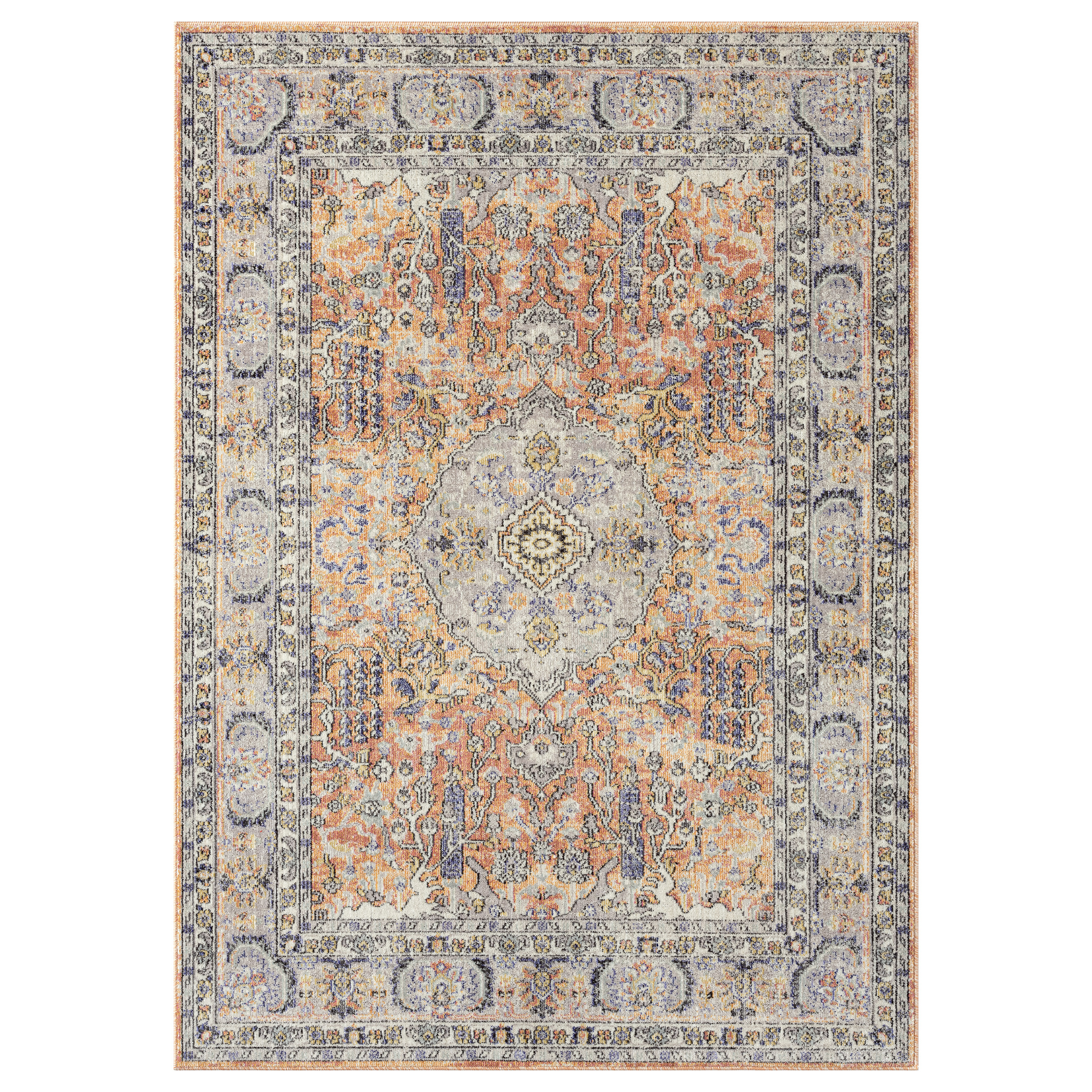 Luxe Weavers Bohemian Non-Shedding Floral Oriental Area Rug 8x10 Orange