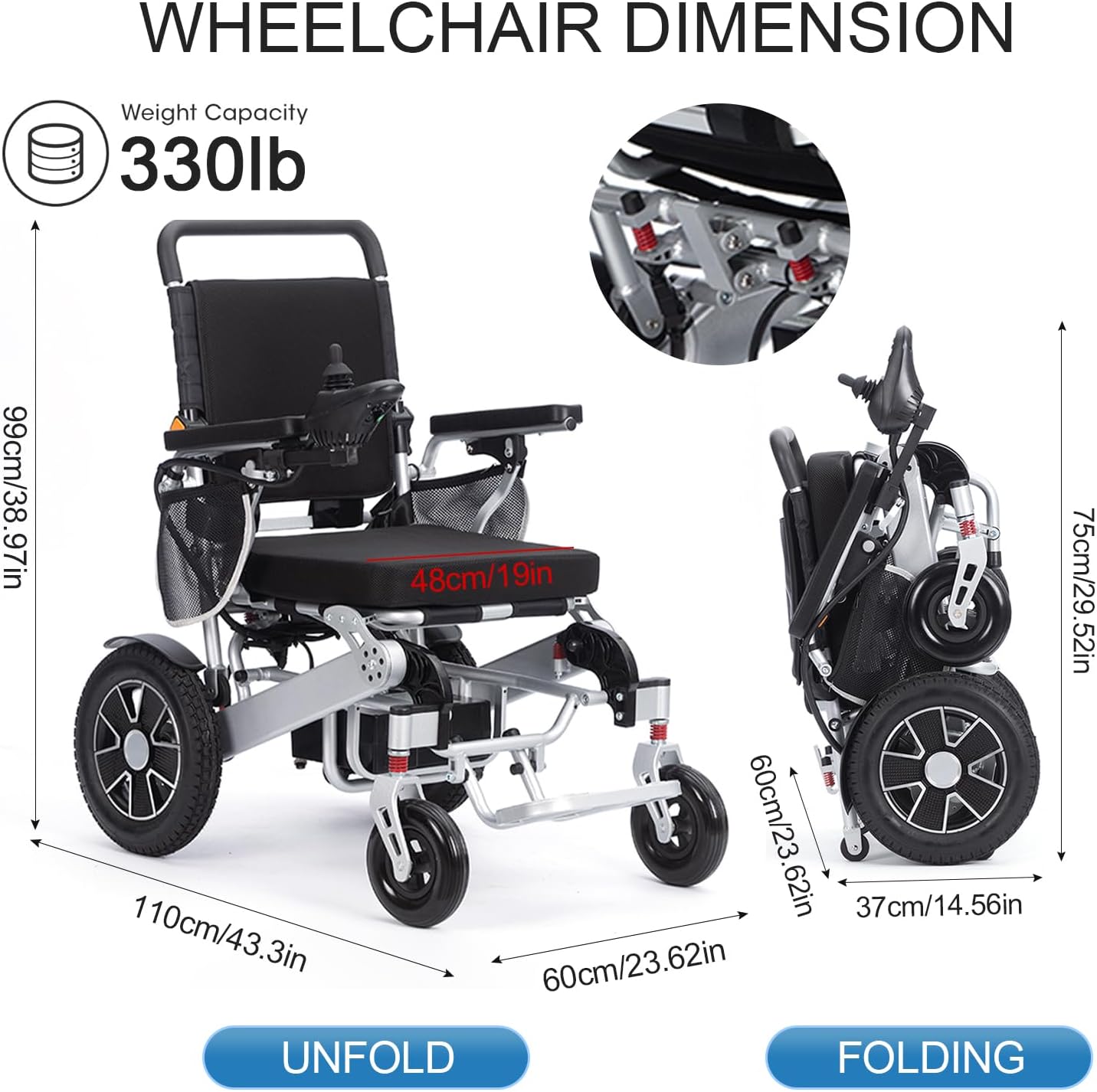 Electric Wheelchair for Adults,20 Miles Long Travel Range,Lightweight Foldable Intelligent Power Wheelchair