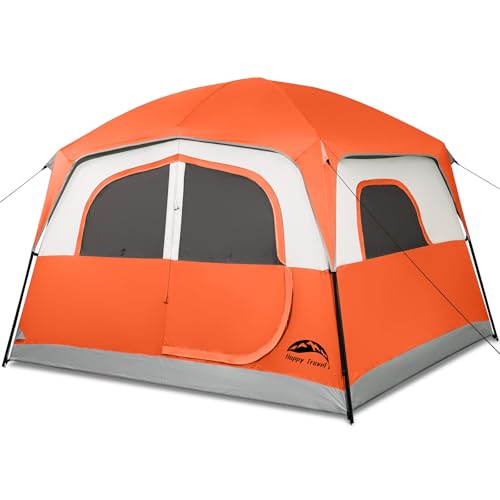 Happy Travel Tent 6 Person Tents for Camping, Waterproof Easy Setup Camping Tent with Rainfly