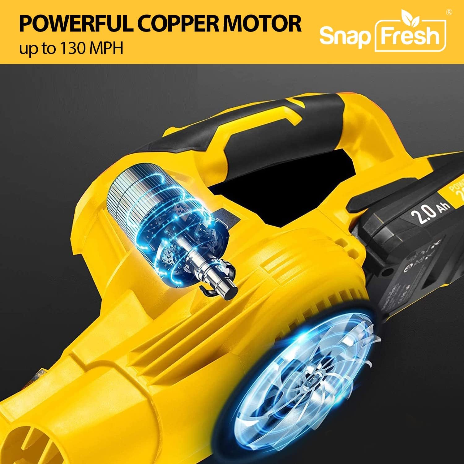 SnapFresh Leaf Blower - 20V Leaf Blower with Battery & Charger, Leaf Blower Cordless for Lawn Care