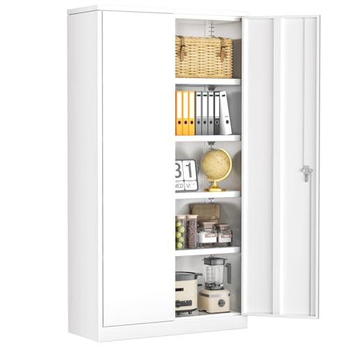 INTERGREAT Metal Storage Cabinets 72” Black Garage Steel Storage Cabinet with Doors and Shelves, Metal Tool Cabinet