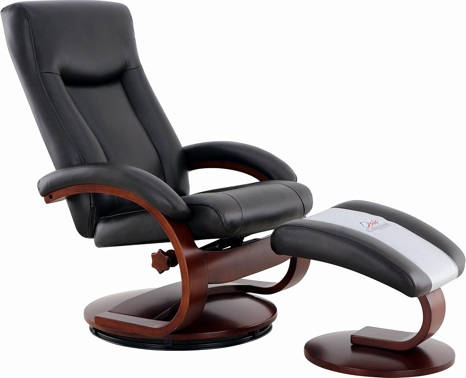 Hamilton Recliner and Ottoman in Black Top Grain Leather