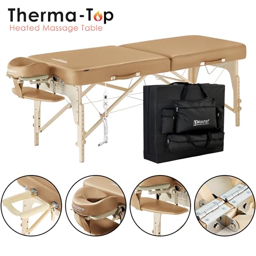 Master Massage 30" Full Size Phoenix Therma Top Portable Massage Table Package (Built in Heating Pads)- Esthetician Bed- Folding Foldable Beauty