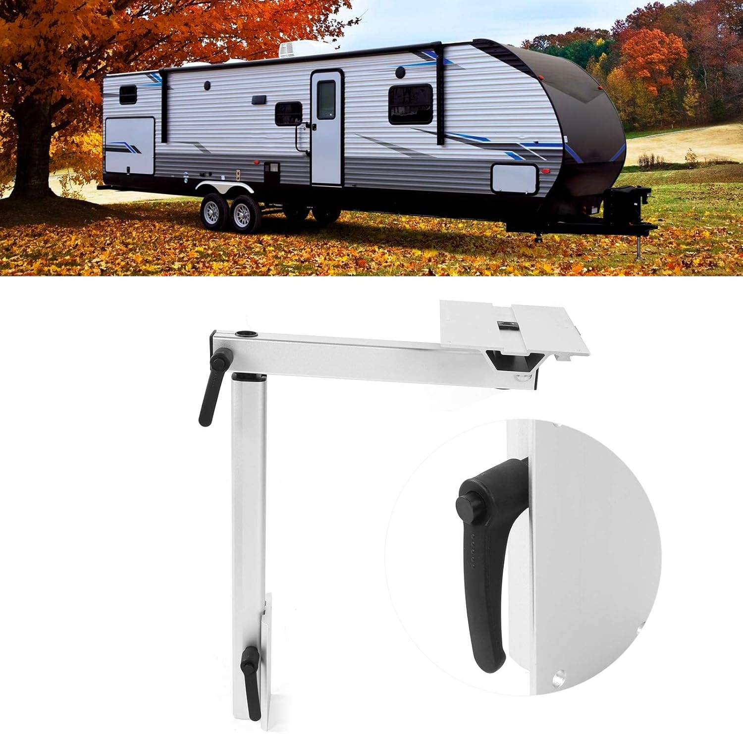 Folding Table Support, Removable Laptop Table Leg Bracket 360 Degrees Rotatable Adjustable for RV Caravan Motorhome