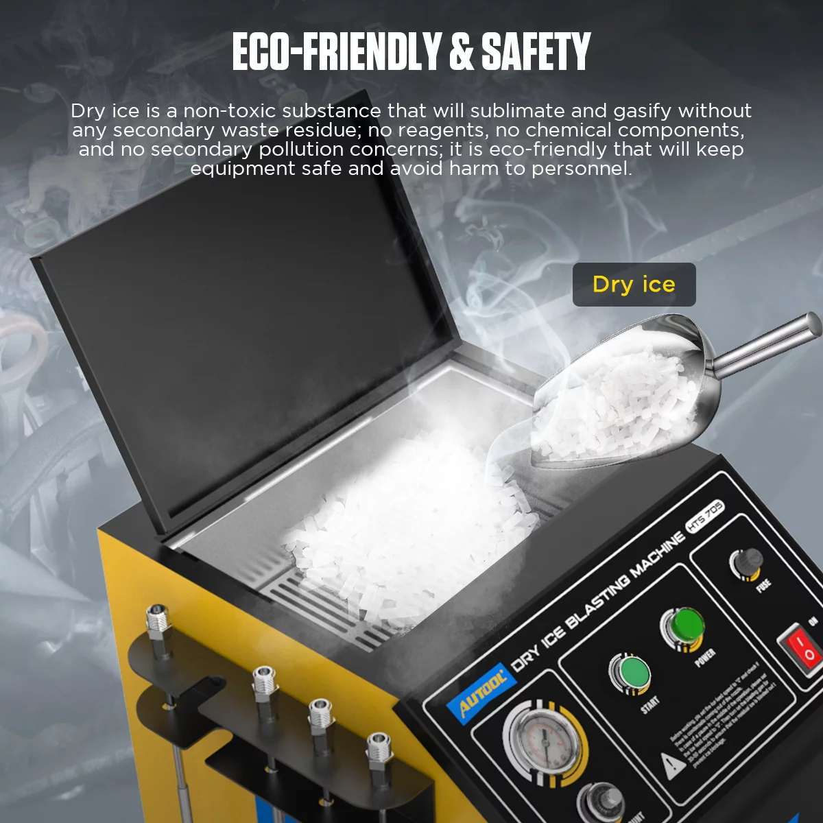 AUTOOL HTS705 Automotive Dry Ice Blasting Cleaning Machine Car Engine Carbon Deposit Cleaning Exhaust Pipe Cleaner 110V/220V Dry Ice Cleaning Machine