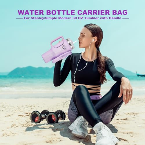 Water Bottle Carrier Bag with Phone Pocket for Stanley 40 & 30 oz Tumbler with Handle