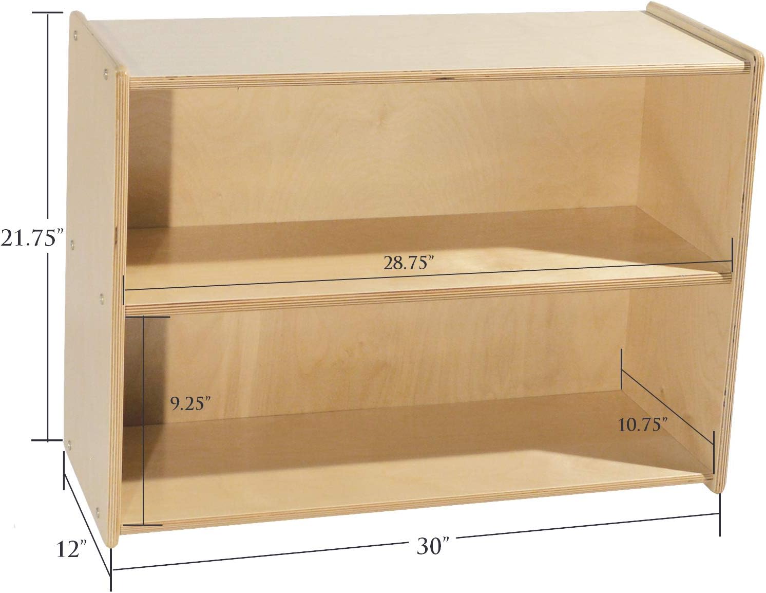 Contender Daycare Shelves for Kids, Bookcase with 2 Shelves for Storage, Wood Furniture for Toddlers, Children, Classroom, 30-inch Width