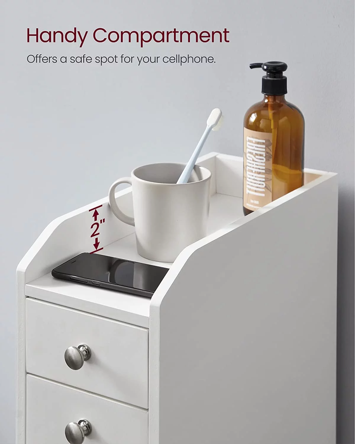 WANHUI Small Bathroom Storage Cabinet, Slim Bathroom Storage Organizer, Toilet Paper Holder with Storage