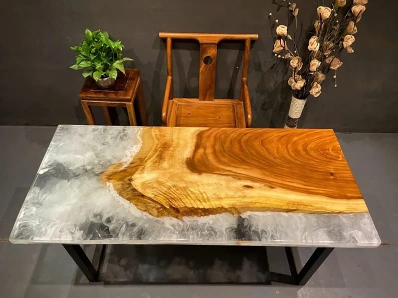 Personalized Large EPOXY Table, Resin Dining Table for 2, 4, 6, 8 River Dining Table, Wood Epoxy Coffee Table Top, Living Room Table (without Stand