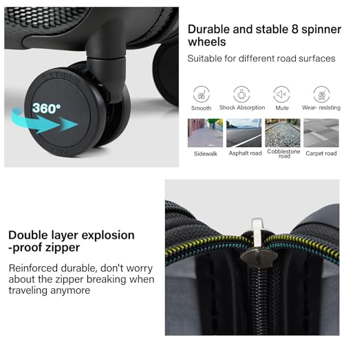 Hanke 29 Inch Luggage Suitcases With Spinner Wheels Lightweight PC hardside Rolling Suitcase With Travel Lock, Checked-Large 29-Inch(Blackish Green)