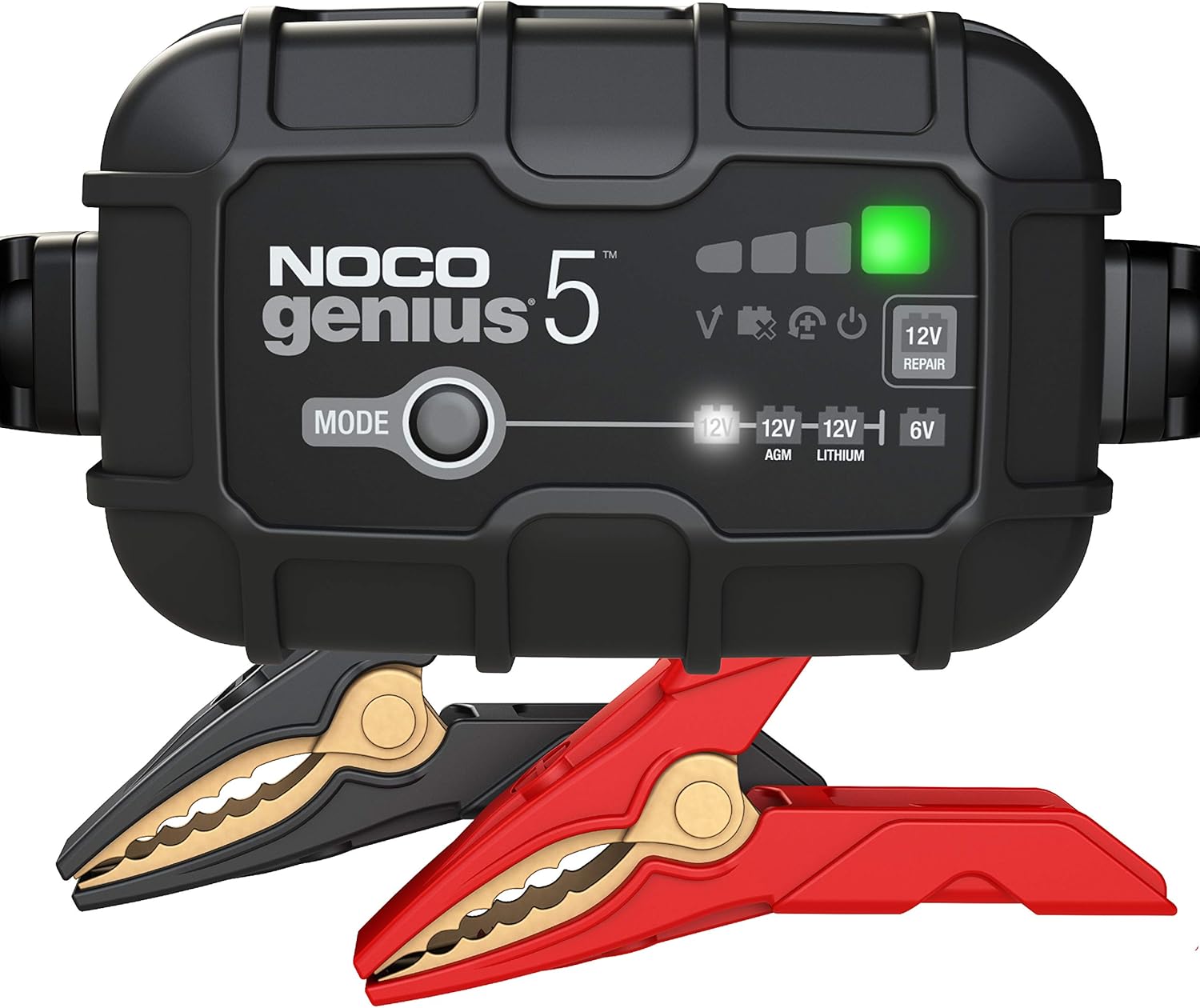 NOCO GENIUS5, 5-Amp Fully-Automatic Smart Charger, 6V and 12V Portable Battery Charger, Battery Maintainer, Trickle Charger