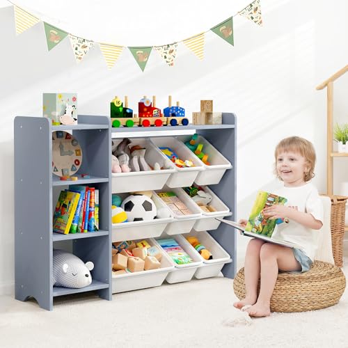 MallBest 4-Tier Kids' Toy Storage Organizer Shelf - 100% Solid Wood