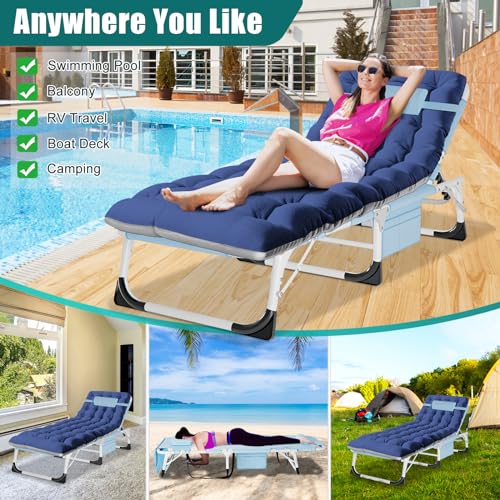 DoCred Folding Camping Cot with Mattress, 2 Pack Heavy Duty Folding Cot for Adults, Portable Sleeping Cot Bed Adults Outdoor Bed with Carry Bag