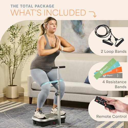 Lifepro TrimLite Vibration Plate Exercise Machine with Handlebars – Whole Body Vibration Machine, Ideal Lymphatic Drainage Massager – 99 Speed Levels