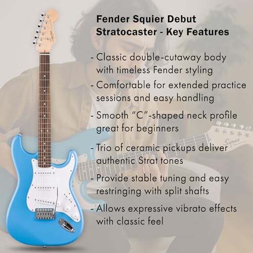 Fender Squier Stratocaster - Torino Red Bundle with Amplifier, Gig Bag, Strap, Instrument Cable, Picks, and Austin Bazaar Instructional DVD
