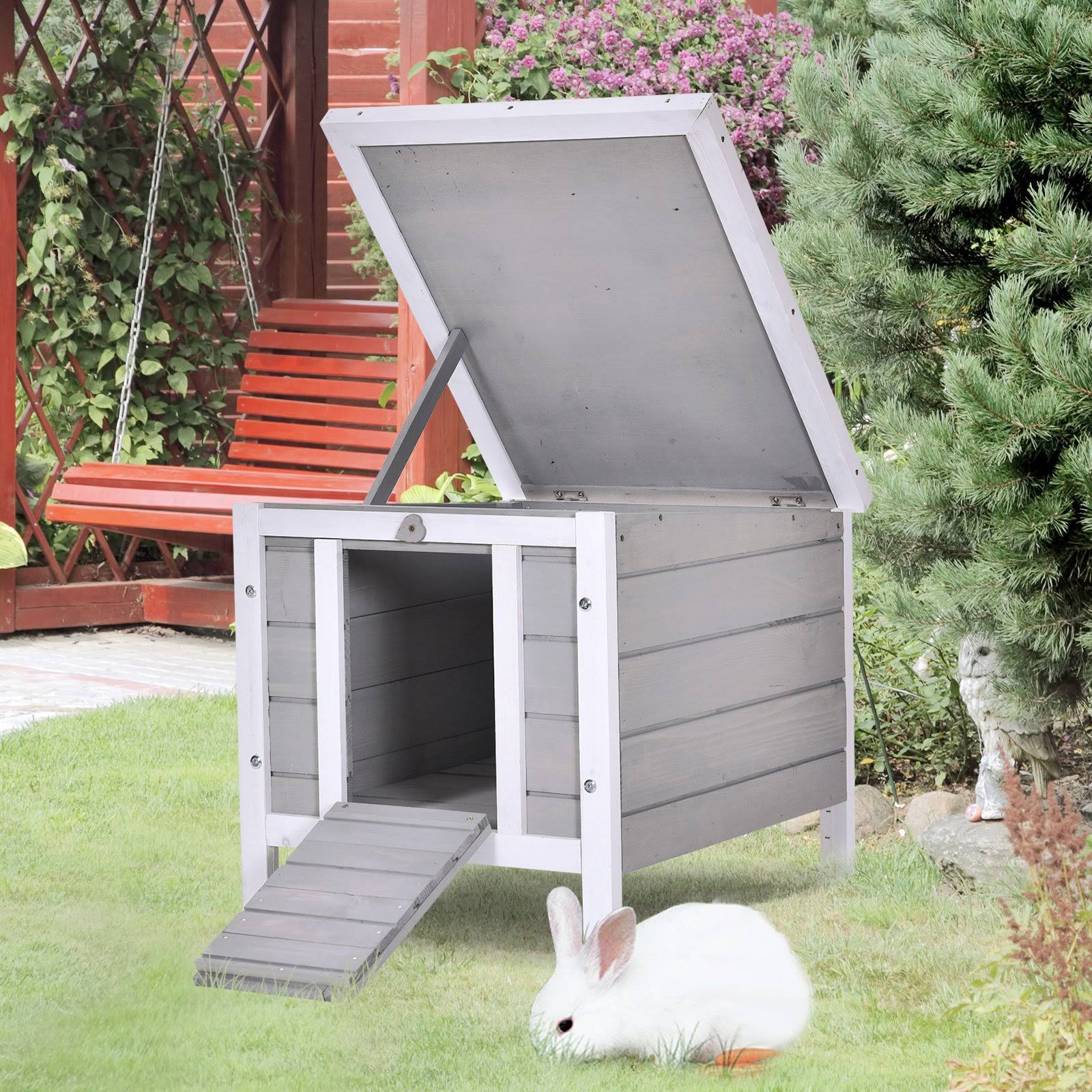 Pawhut Outdoor Rabbit Hutch Bunny Cage Raised Wooden Pet House