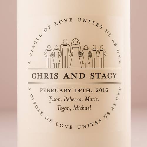 Interchangeable Family Crest Personalized Unity Candle - White