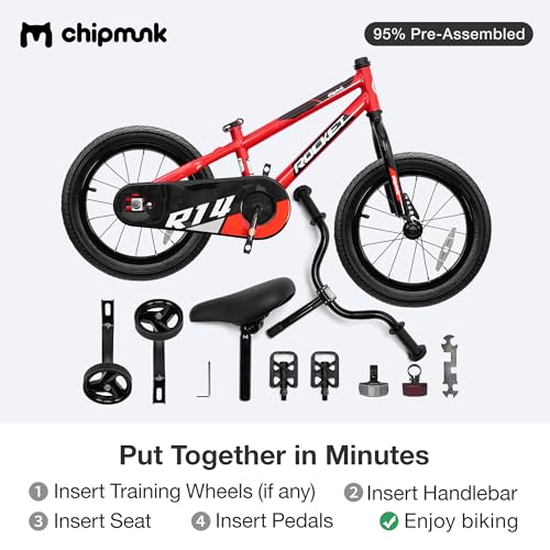 Chipmunk Kids Bike Toddlers 12 14 16 18 Inch Wheel Bicycle Beginners Boys Girls Ages 3-11 Years, Multiple Color Options