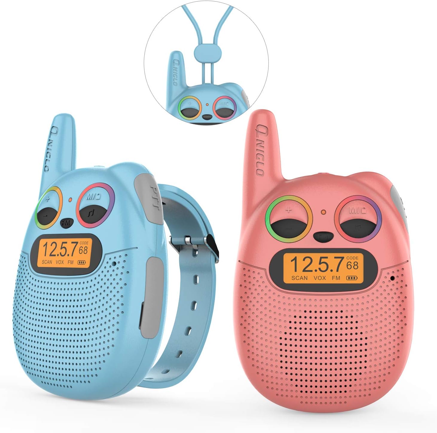 QNIGLO Rechargeable Kids Walkie Talkies, 22 Channel FRS Long Range Walkie Talkies for Kids Toys Gift, Adults Outdoor Camping, Hiking, Cruising
