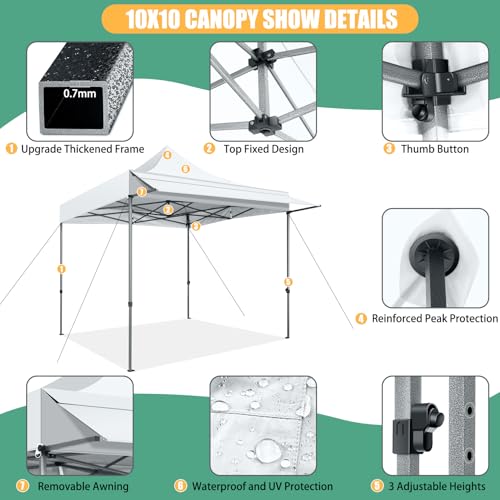 COBIZI 10x10 Pop Up Canopy Tent with Awning