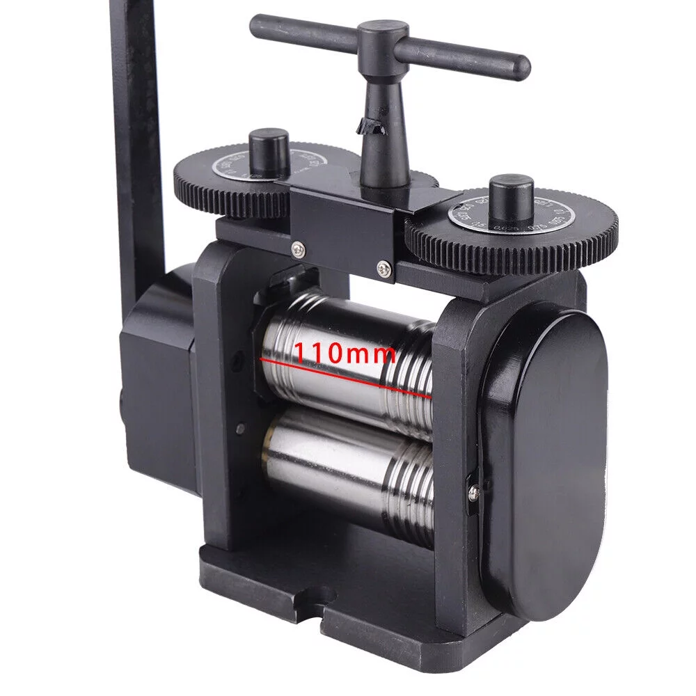 Fichiouy Jewelry Rolling Mill Machine 110mm Manual Combination Rolling Mill Square Line Flat Semi-Circular Press Rolling Mill Jewelry Marking Tools