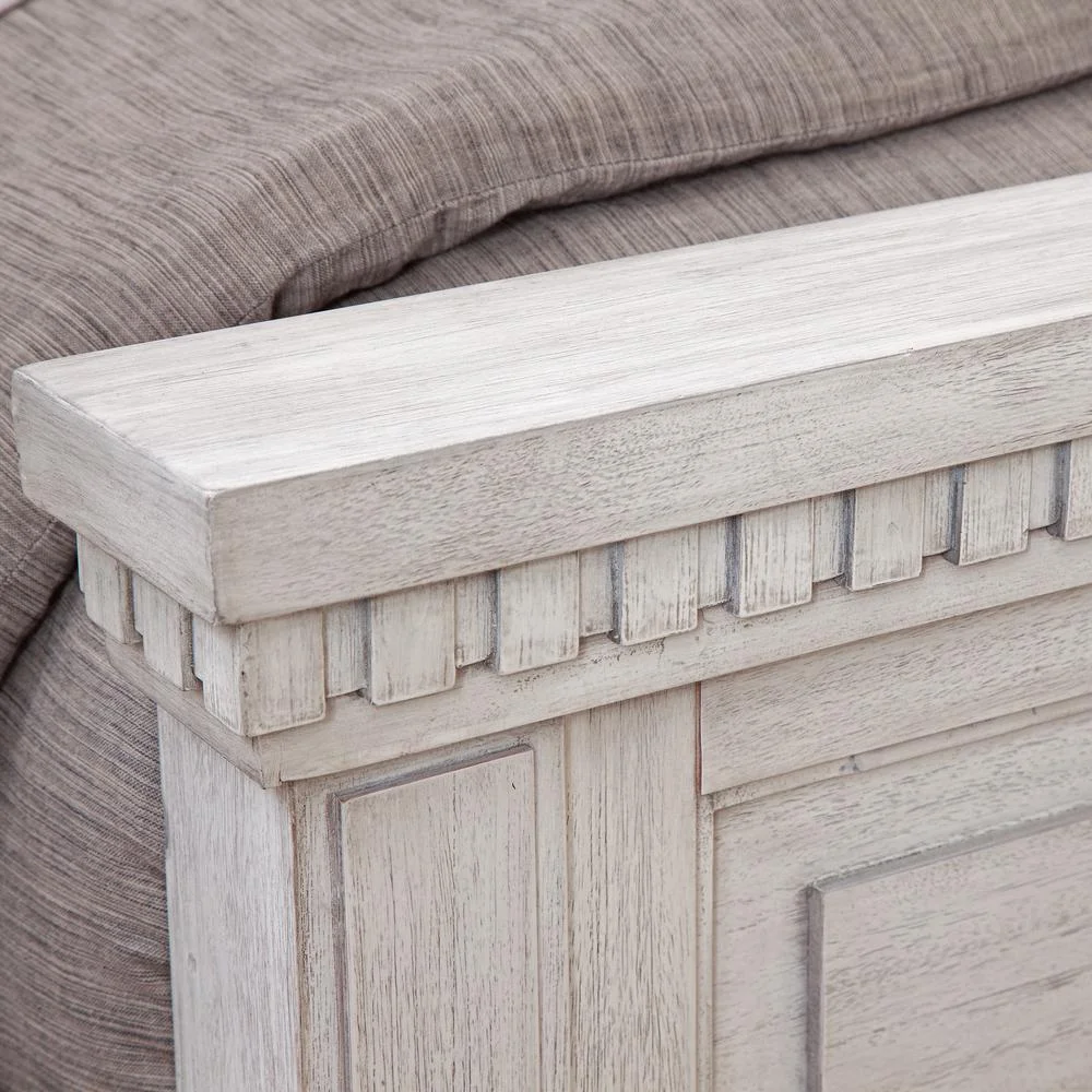 American Woodcrafters 82"W Salter Path Wood King Panel Bed in Oyster White
