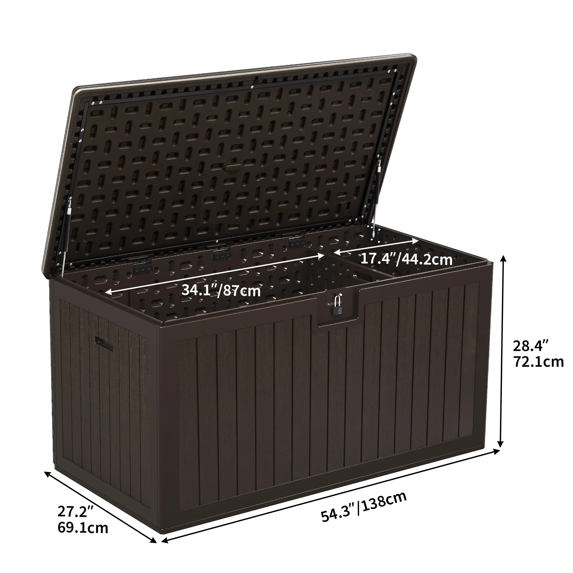 Dextrus XL 150 Gallon Large Deck Box, Outdoor Storage for Patio Furniture Cushions, Garden Tools and Pool Toys with Flexible Divider, Waterproof