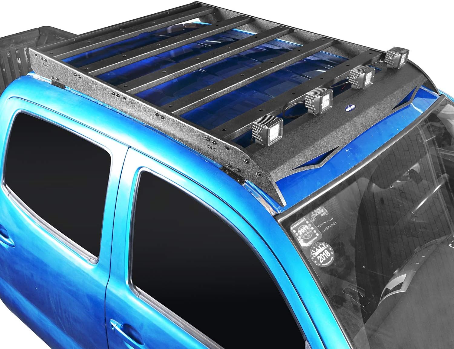 Hooke Road Tacoma Top Roof Rack Cargo Carrier w/4x18W LED Lights for 2/3 Gen Tacoma 2005-2022 (4-Doors Double Cab only)