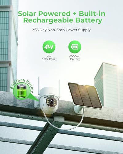 CAMCAMP Solar Security Cameras Wireless Outdoor with 10" Monitor, 10CH NVR 2K Solar Home Security Camera System with 360° Color Night Vision