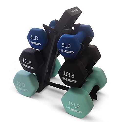 HolaHatha Neoprene Dumbbell Free Hand Weight Set with Rack, Ideal for Home Exercises to Gain Tone and Definition