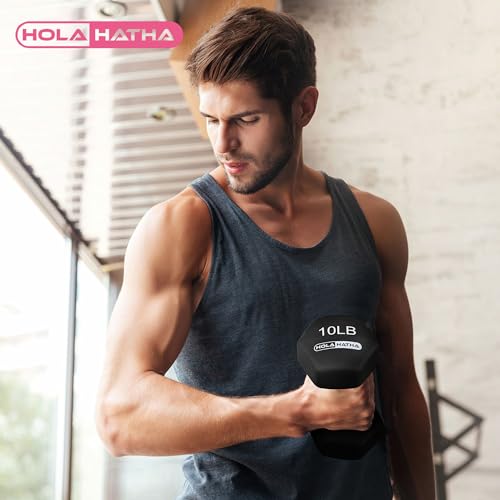 HolaHatha Neoprene Dumbbell Free Hand Weight Set with Rack, Ideal for Home Exercises to Gain Tone and Definition
