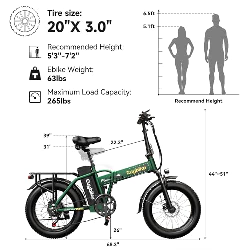 1000W Folding Electric Bike,48V 20AH Removable Battery E Bike,30+MPH,80 Miles Max Range Electric Bike for Adults,20" Fat Tire Foldable ebike