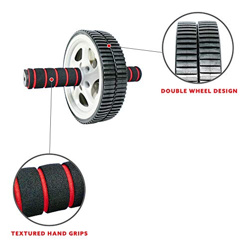 Sunny Health & Fitness Waist Trainer Ab Roller with Elbow Support, Training Wheels, Foldable for Home Gym, Abdominal Exercises, Core Strength