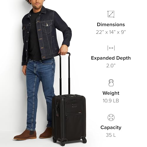 TUMI - Alpha International Expandable 4 Wheeled Carry-On - Rolling Carry On Suitcase for Domestic & International Travel - Black