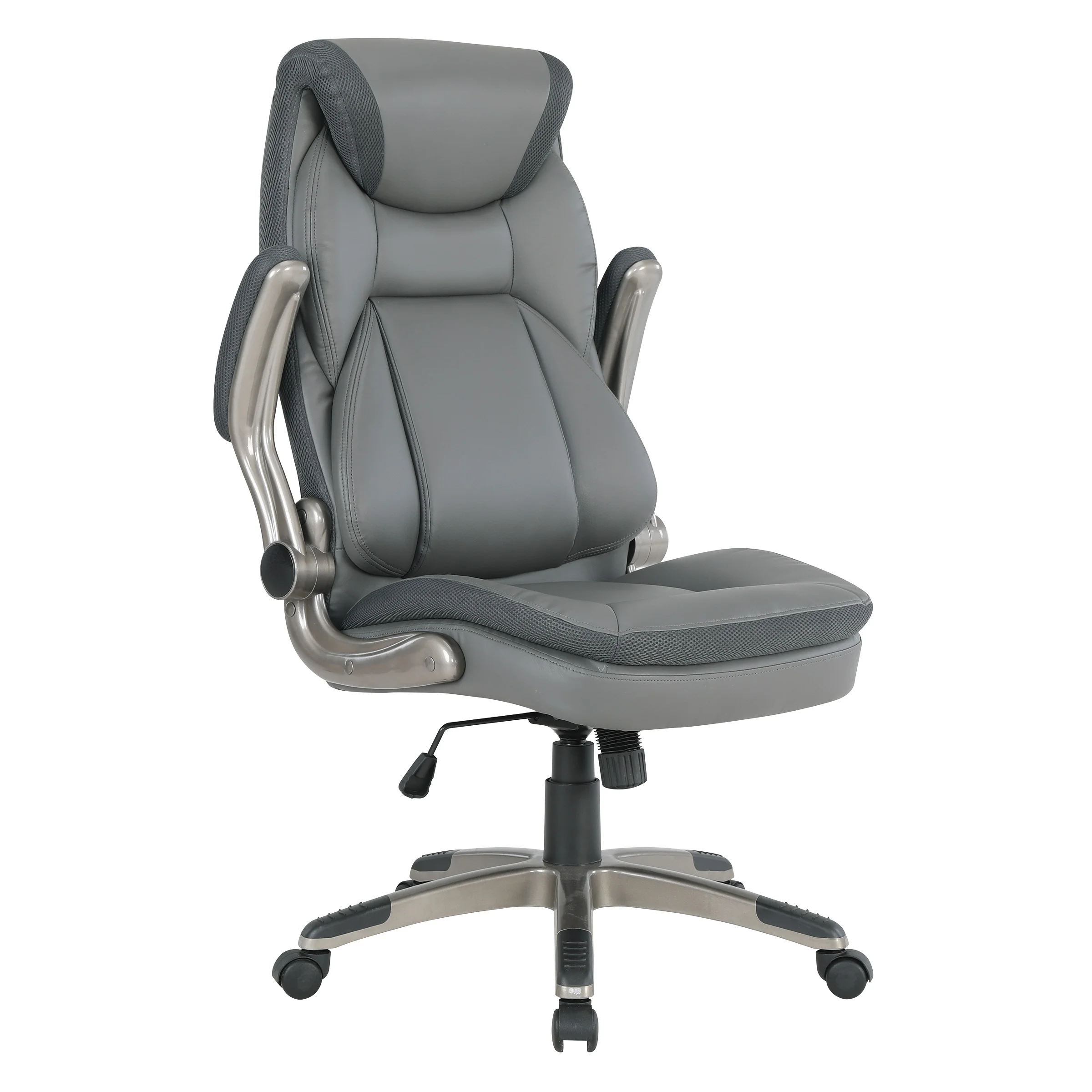 Executive Charcoal Bonded Leather Chair with Titanium Coated Nylon Base