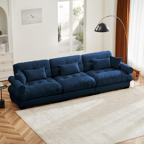 130" Modular Sectional Sofa,Velvet Upholstered Couches for Living Room,3 Seater Green Sofa Couch with Movable Ottoman
