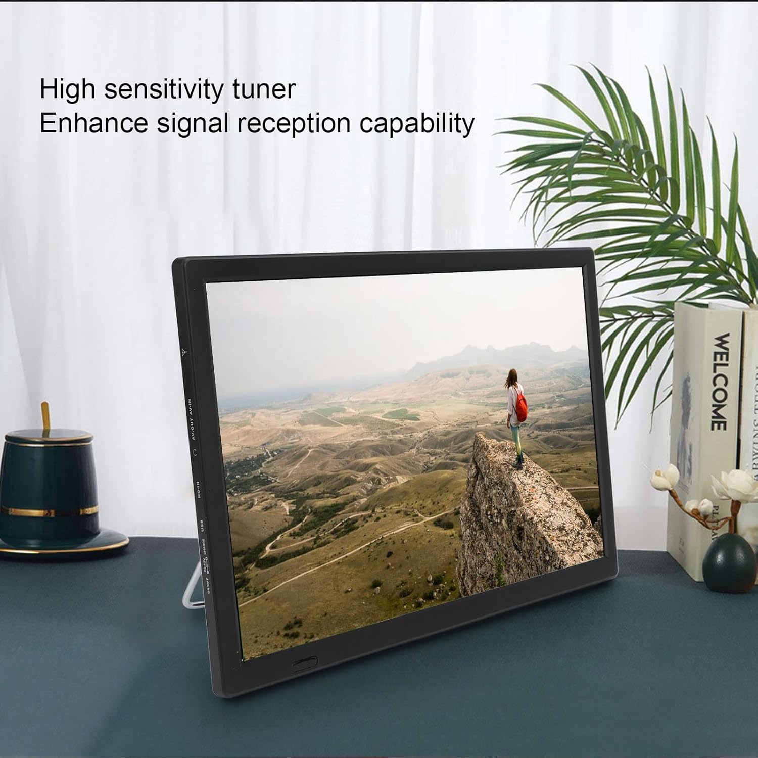 16" Digital Television,ATSC Portable TV 1280x800 LED Television Video Player,with 1800mAh Rechargeable Battery,Antenna, AV ,Headphone, HDMI