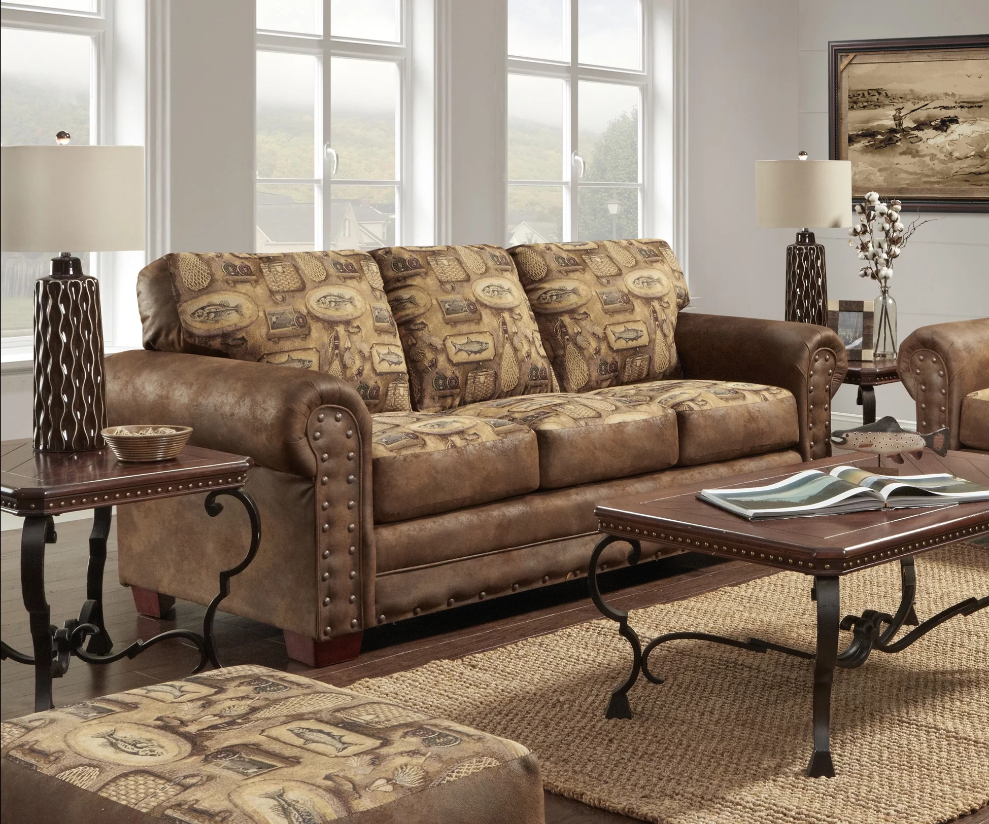 American Furniture Classics Model 8505-80 River Bend Lodge Style Sleeper Sofa for Adults