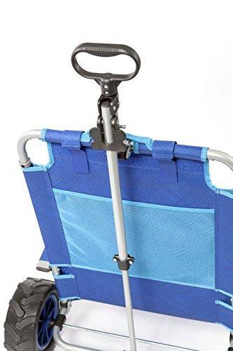 Mac Sports Beach Day Foldable Chaise Lounge Chair u0026 Integrated Pull Cart Combo, Blue