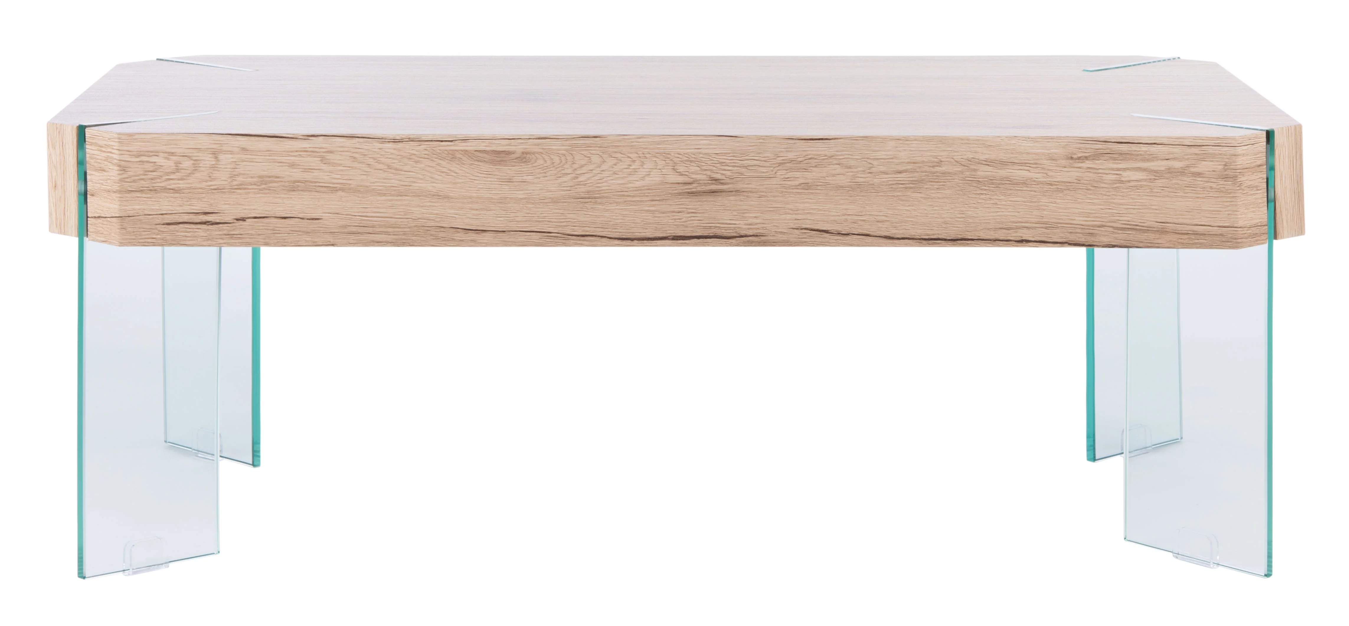 SAFAVIEH Katelyn Rect. Contemporary Glass Leg Coffee Table, Natural