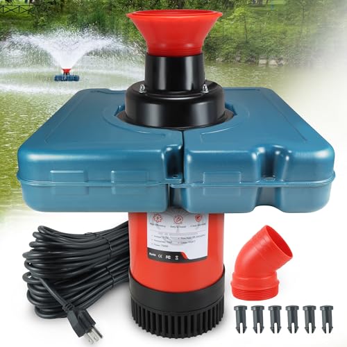 Pond Fountain Aerator, F2-2 1HP 750W 110V Stainless Steel Floating Fountain With 100 Feet Power Cord