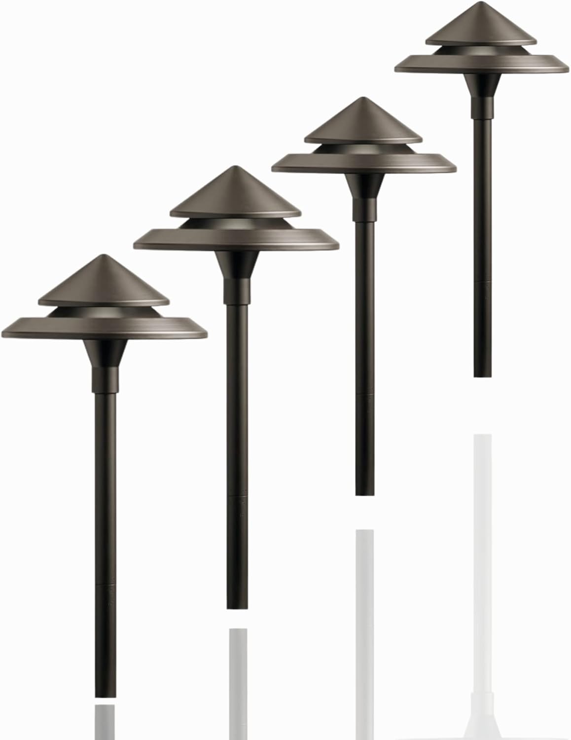 Kichler Showscape Collection #28305; 3-Watt Olde Bronze Low Voltage LED Stepped Cone Path Light with Light Leak for Home Owners