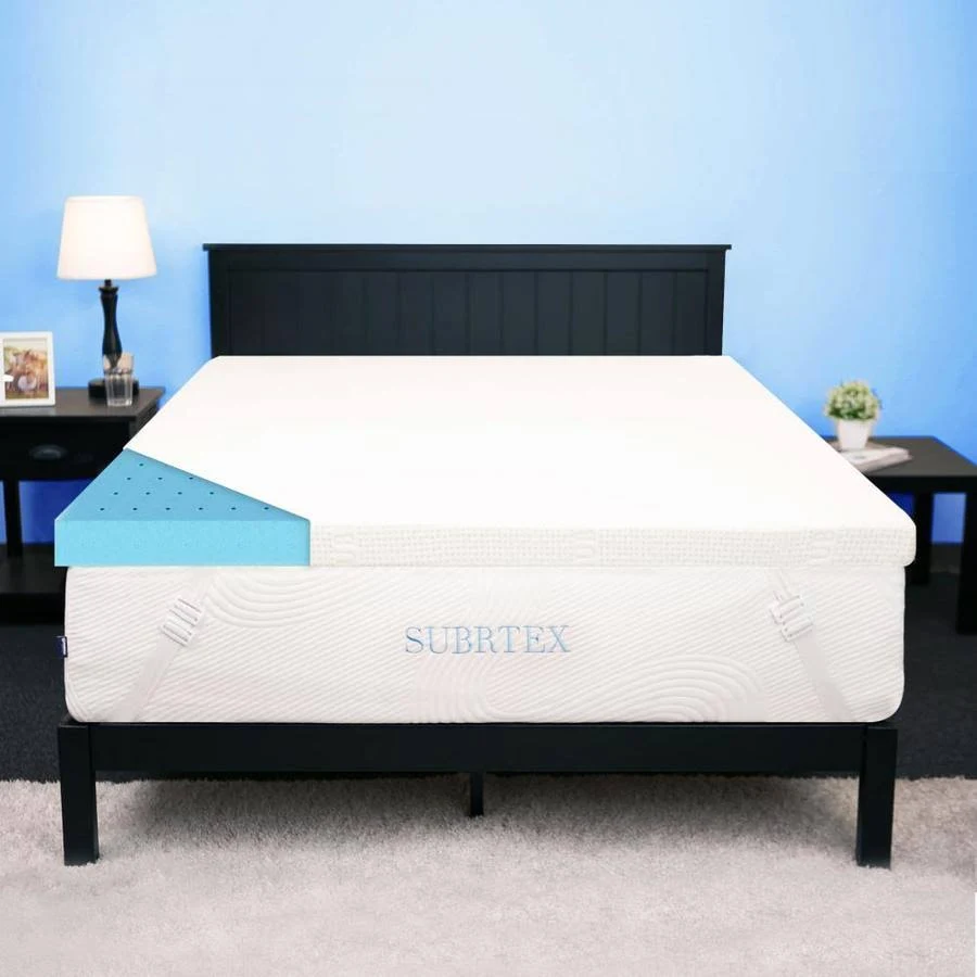 Subrtex 2,3, or 4 Inches Gel-Infused Memory Foam Bed Mattress Topper with Removable Fitted Cover(3 inch, California King with Co