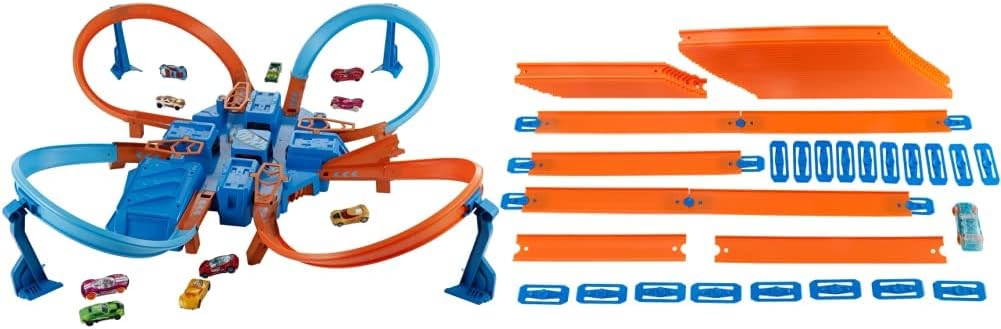 Hot Wheels Criss Cross Crash Track Set [Amazon Exclusive] & Car & Mega Track Pack [Amazon Exclusive] 40 Feet