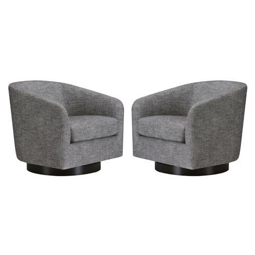 CHITA Swivel Accent Chair, FSC Certified Upholstered Fabric Barrel Chair for Living Room, Fully Assembled, Flax Beige