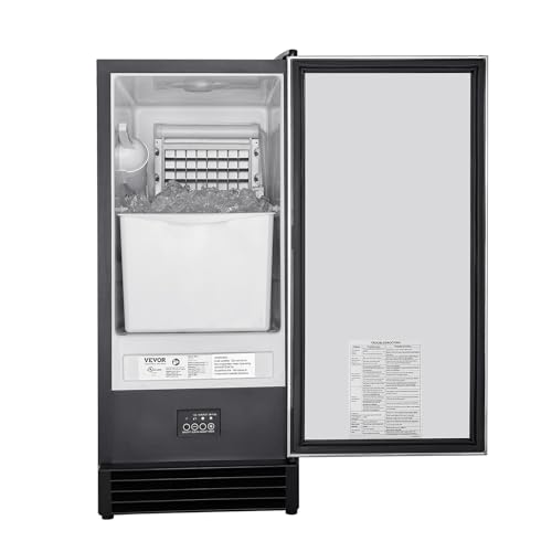 VEVOR Under Counter Ice Maker Machine, Crescent Ice, 25 Lbs/Day Stainless Steel Built in Ice Maker with Reversible Door