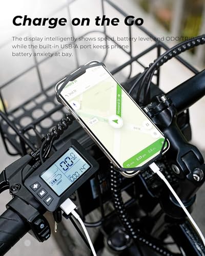 isinwheel M40 Folding Electric Bike for Adults 500W Ebike with Basket, Dual USB Charging Ports, Full Suspension, 7 Speed Gearshift