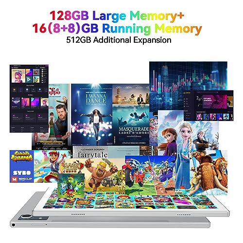 Latest Android 13 Tablet, Octa-Core Processor+128GB+16(8+8 Expand) GB, 10.1 inch Tablet with 8000mAh Battery, 1280x800 HD Screen, 5G WiFi
